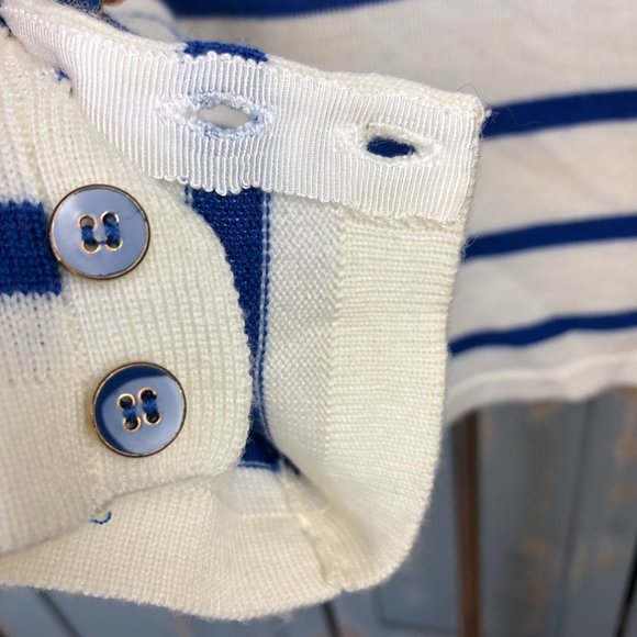 J. McLaughlin Striped Button Cuff Italian Merino Wool Sweater Sz M - Picture 8 of 11